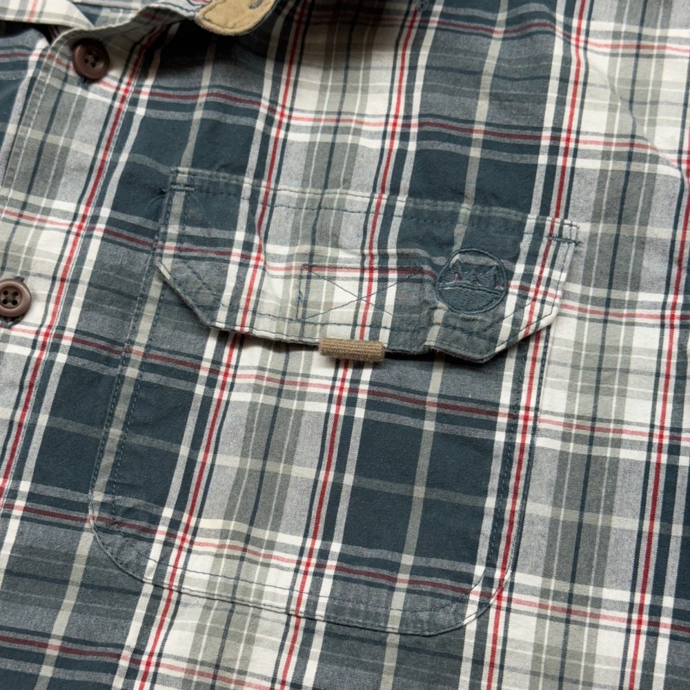 Wrangler Premium Quality Mens Plaid Button‎ Down Shirt Green White Red Size M - Picture 8 of 10